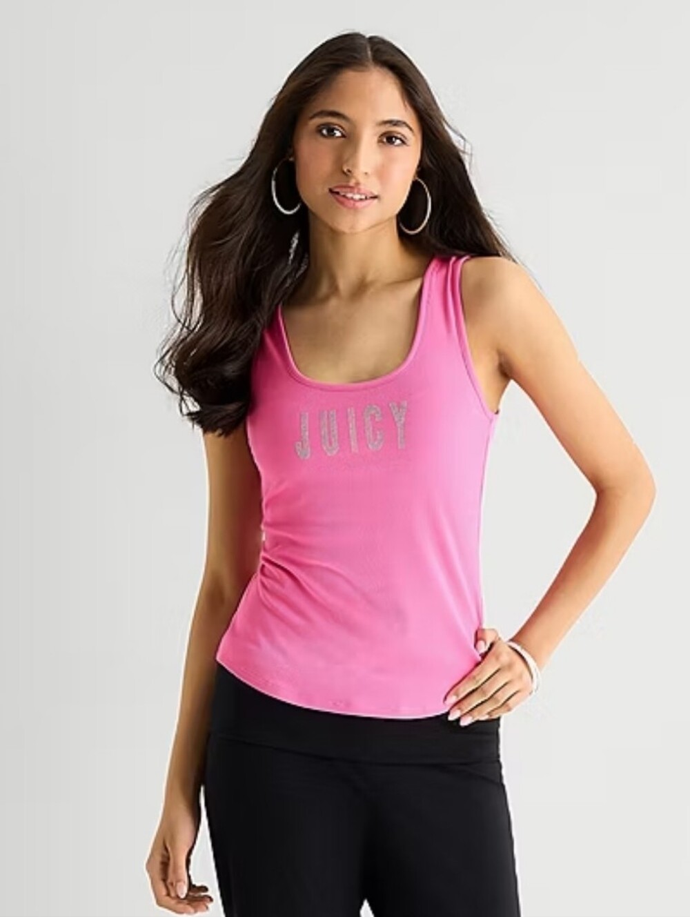 Juicy Couture Super Pink Rhinestone Logo Tank Top